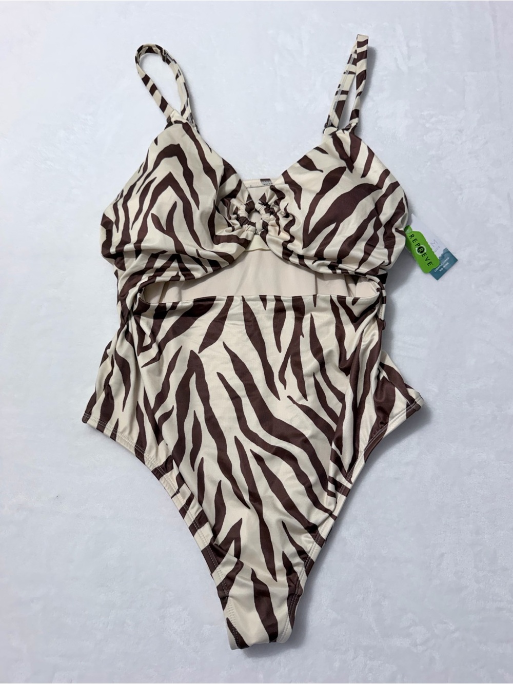NWT Cacique Swim Size 16 Zebra Print Cutout One Piece Swimsuit